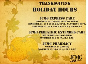 JCMG Holiday Thanksgiving Hours 2016